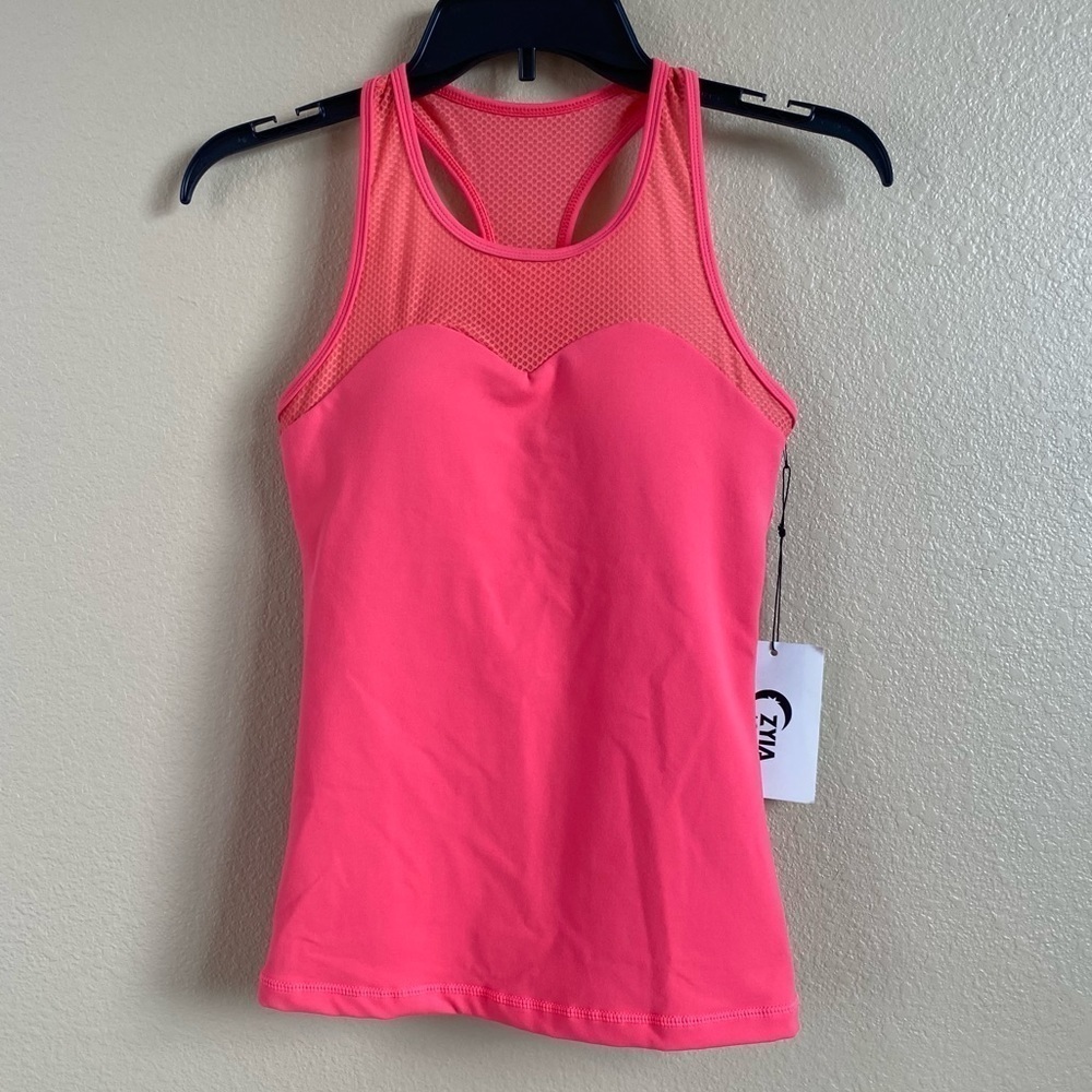 Zyia New‎ Size XS Flamingo Pink One More Rep Built In Bra Racerback Tank Top